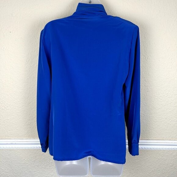 VTG Sophisticates by Pendelton 80's Tie Blouse Blue Size 10 Quiet Luxury - Picture 2 of 8